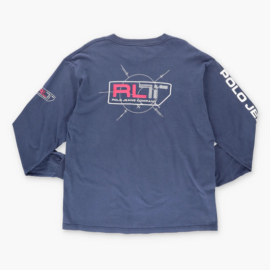 POLO JEANS RALPH LAUREN Titanium USA Made Long Sleeve Navy T-Shirt (XL) Vintage Sole Melbourne