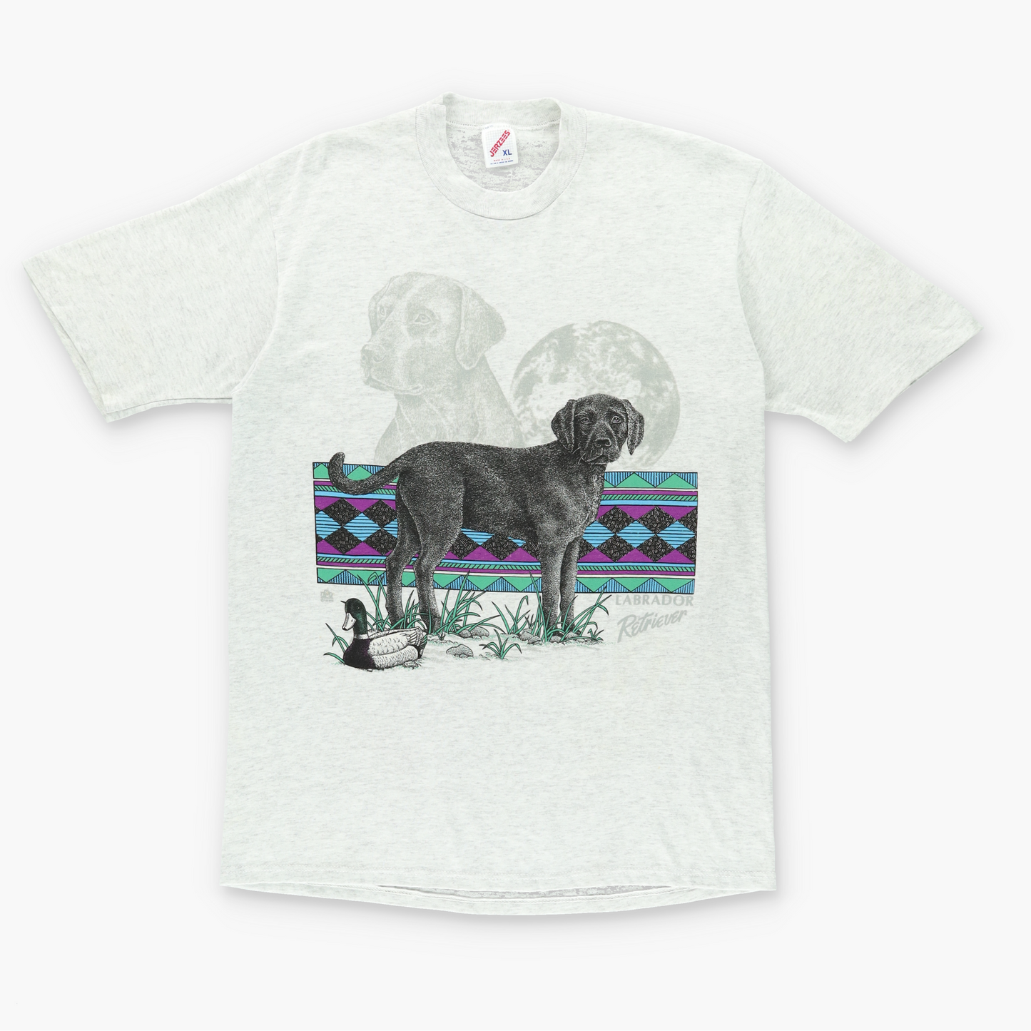 Vintage Labrador Retriever Dog Grey USA Made Graphic Tee (L-XL)