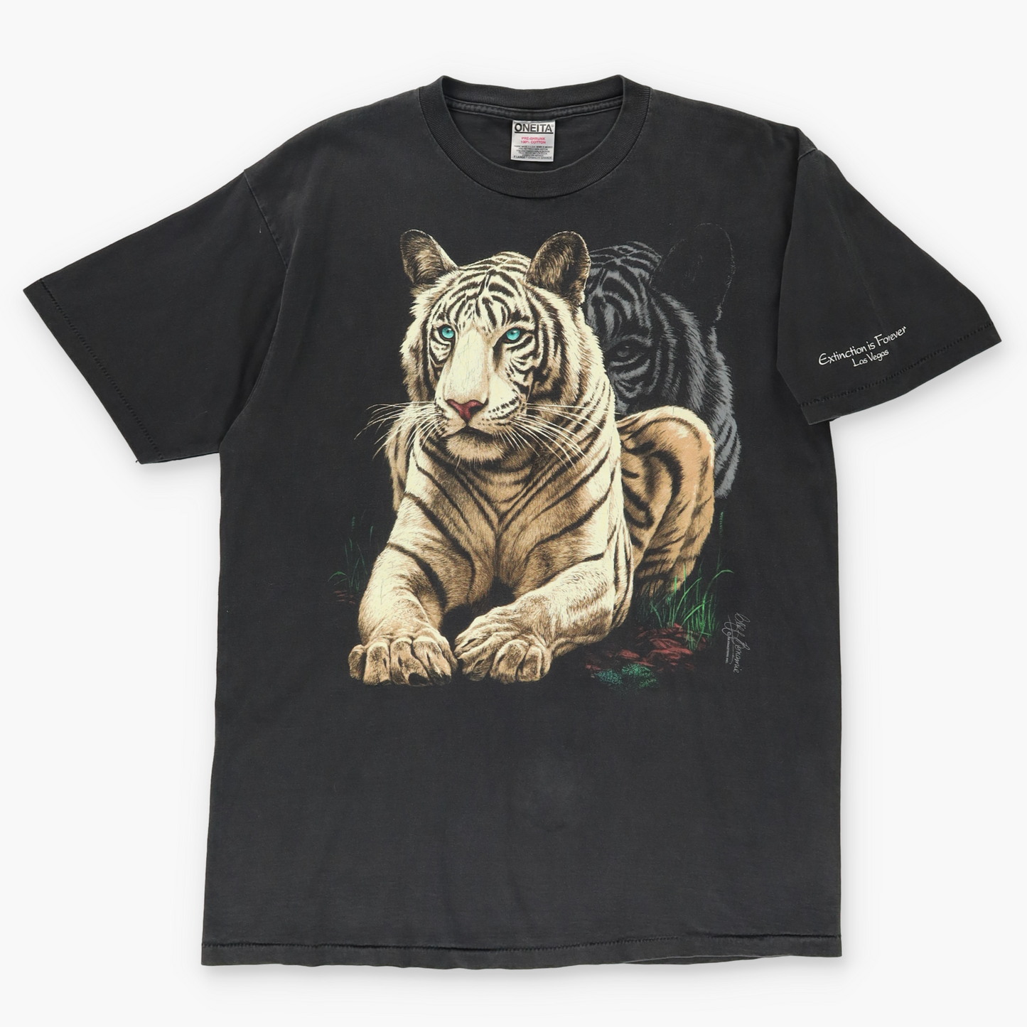 White Tiger "Extinction is Forever" Animal Las Vegas Single Stitch Tee (XL)