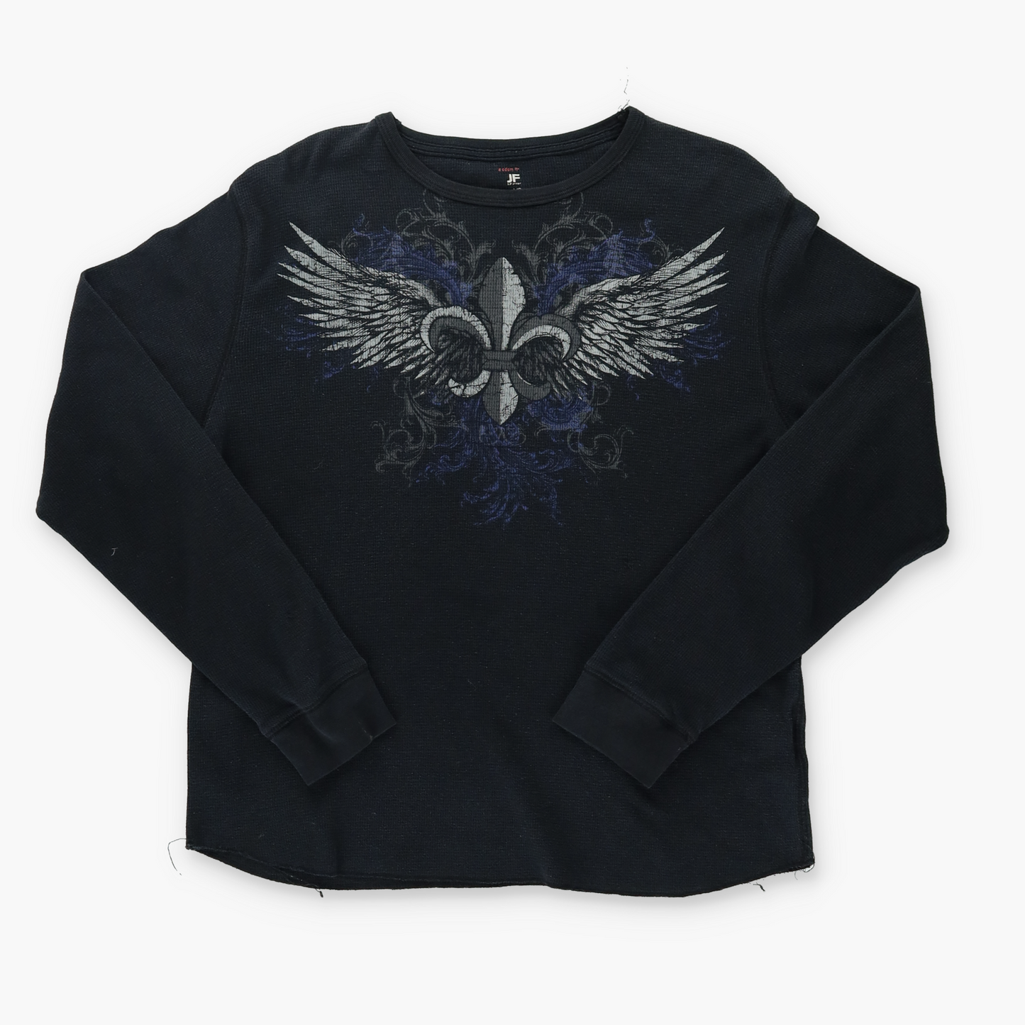 J Ferrar Y2K Cross Wing Grunge Long Sleeve Waffle Tee (L)