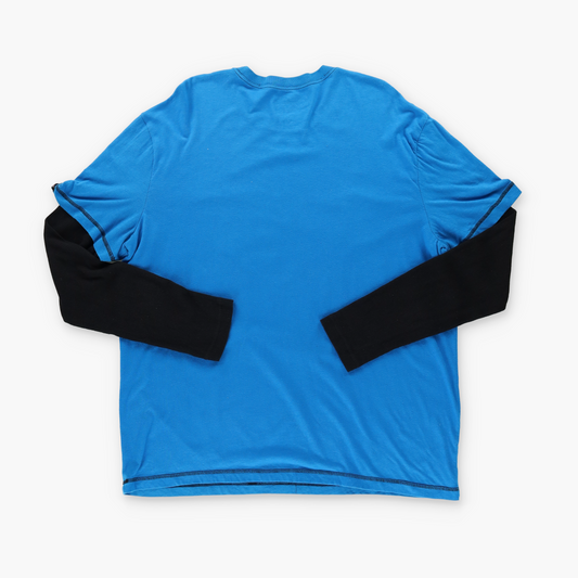 MMA ELITE Y2K Grunge Skull Cross Blue & Black Long Sleeve Tee (XXL)
