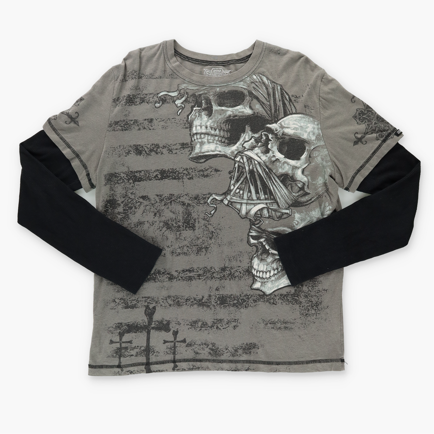MMA ELITE Y2K Skull Grunge Long Sleeve Graphic Tee (L-XL)