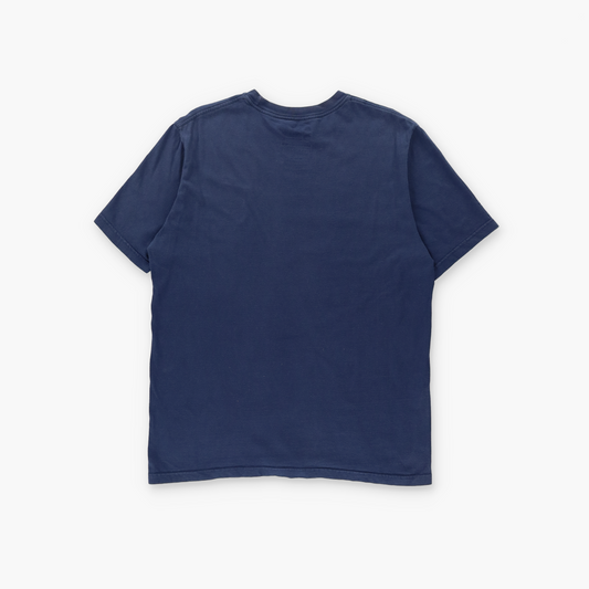 NIKE Navy & White Regular Fit Embroidered Swoosh Logo Tee (L)