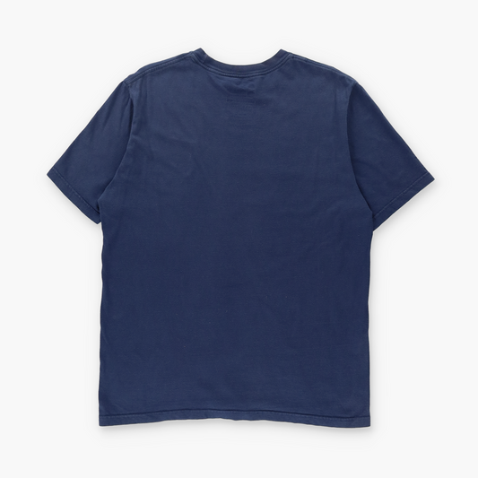 NIKE Navy & White Regular Fit Embroidered Swoosh Logo Tee (L)