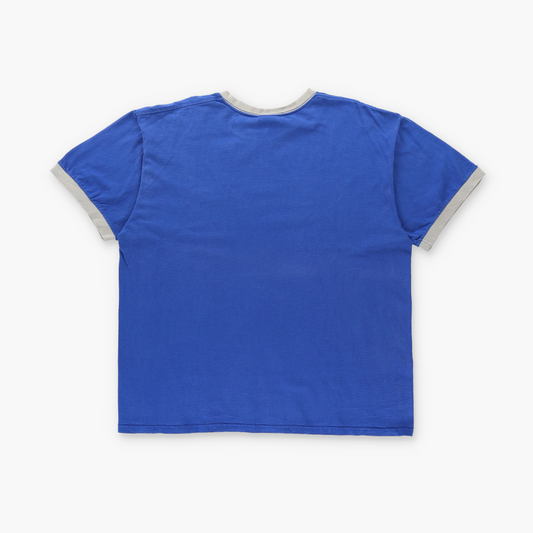 NIKE Blue & Grey Embroidered Swoosh Logo Ringer Tee (XL)