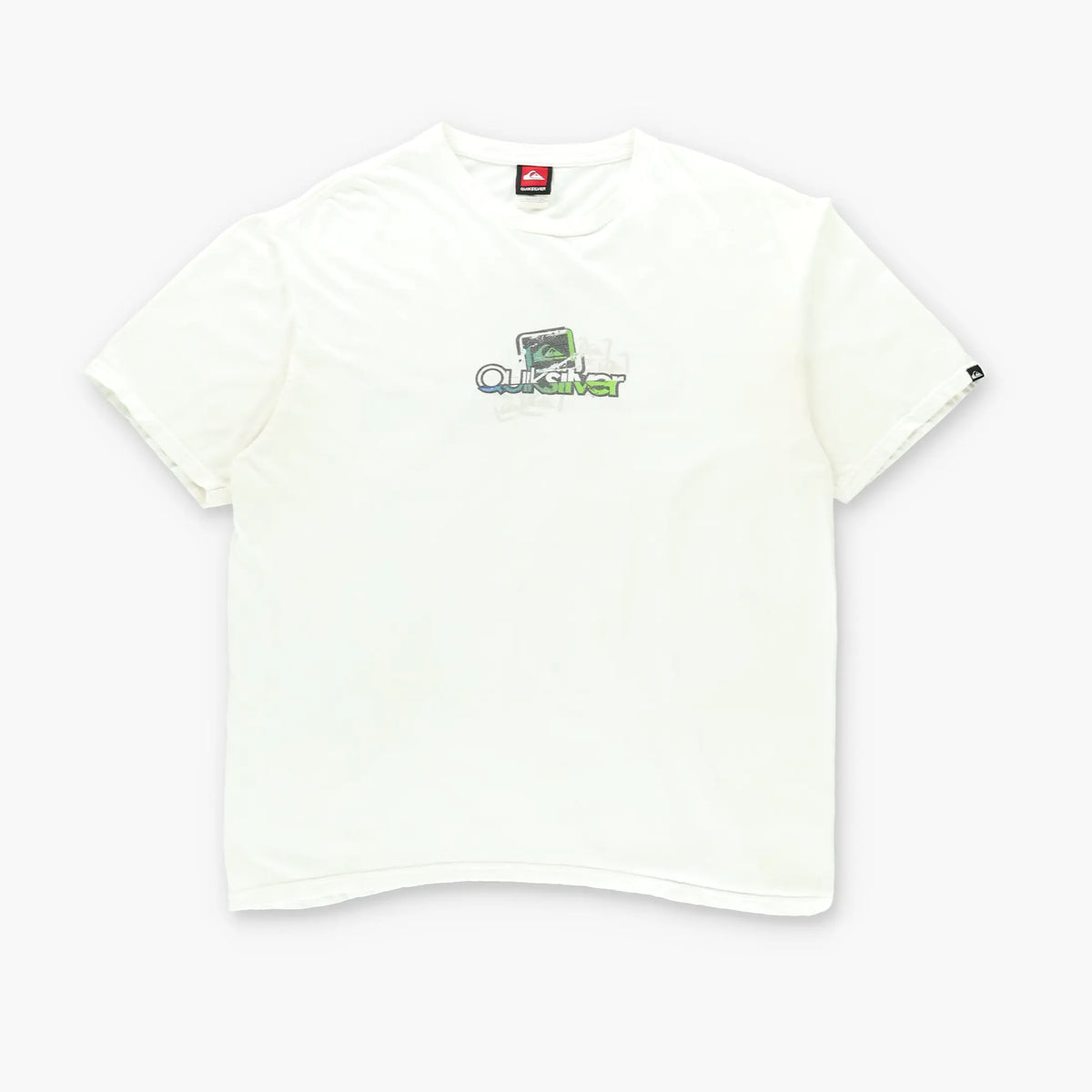 QUIKSILVER White & Green Wave Logo T-Shirt (L) Vintage Sole Melbourne