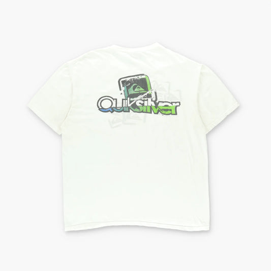 QUIKSILVER White & Green Wave Logo T-Shirt (L) Vintage Sole Melbourne