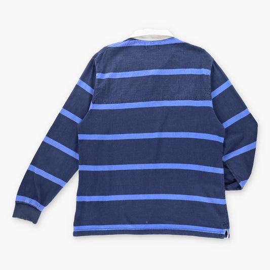 Vintage CHAPS Embroidered Stripe Blue & White Collared Rugby Sweatshirt (L) Vintage Sole Melbourne
