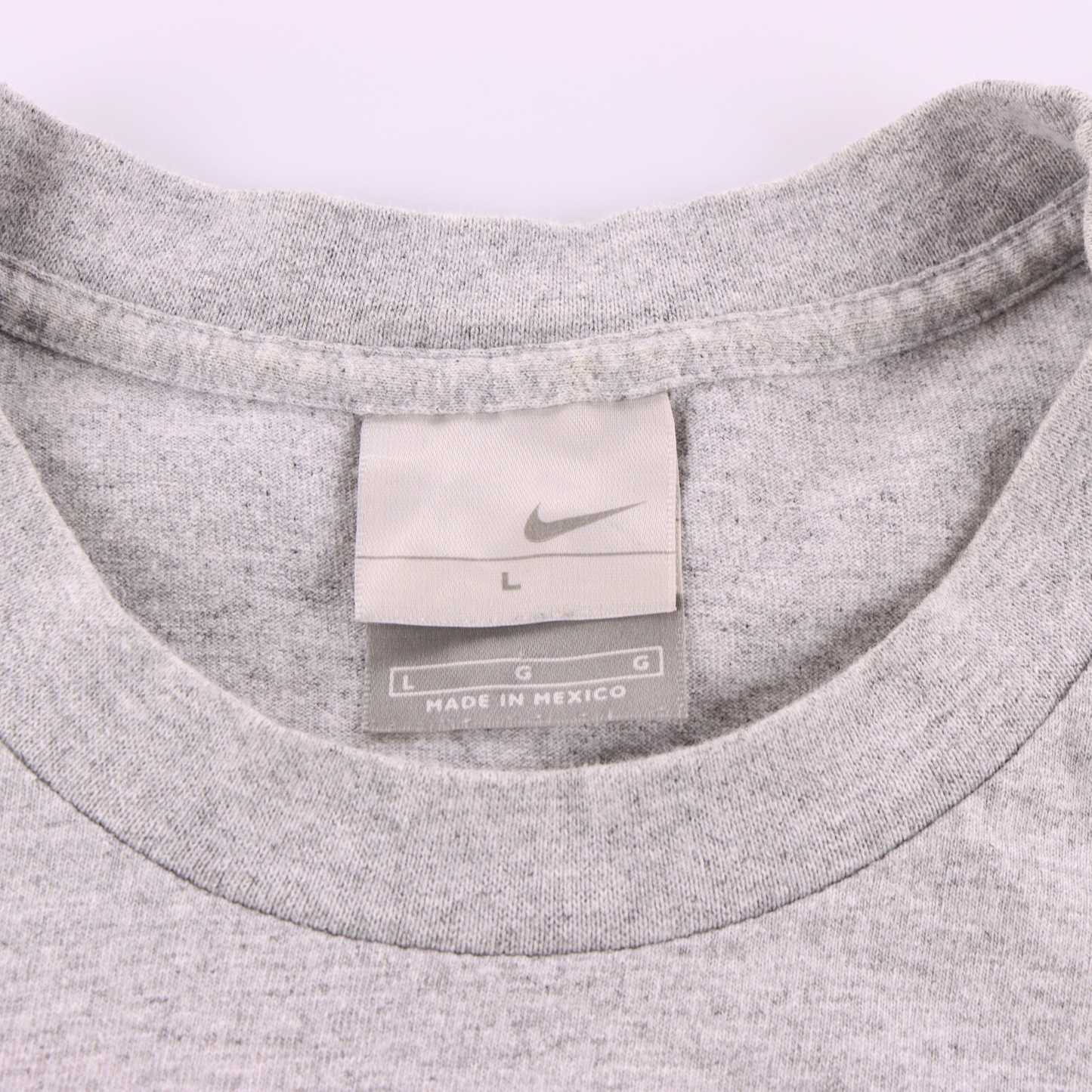 NIKE Heather Grey & Black Embroidered Swoosh Logo T-Shirt (L)