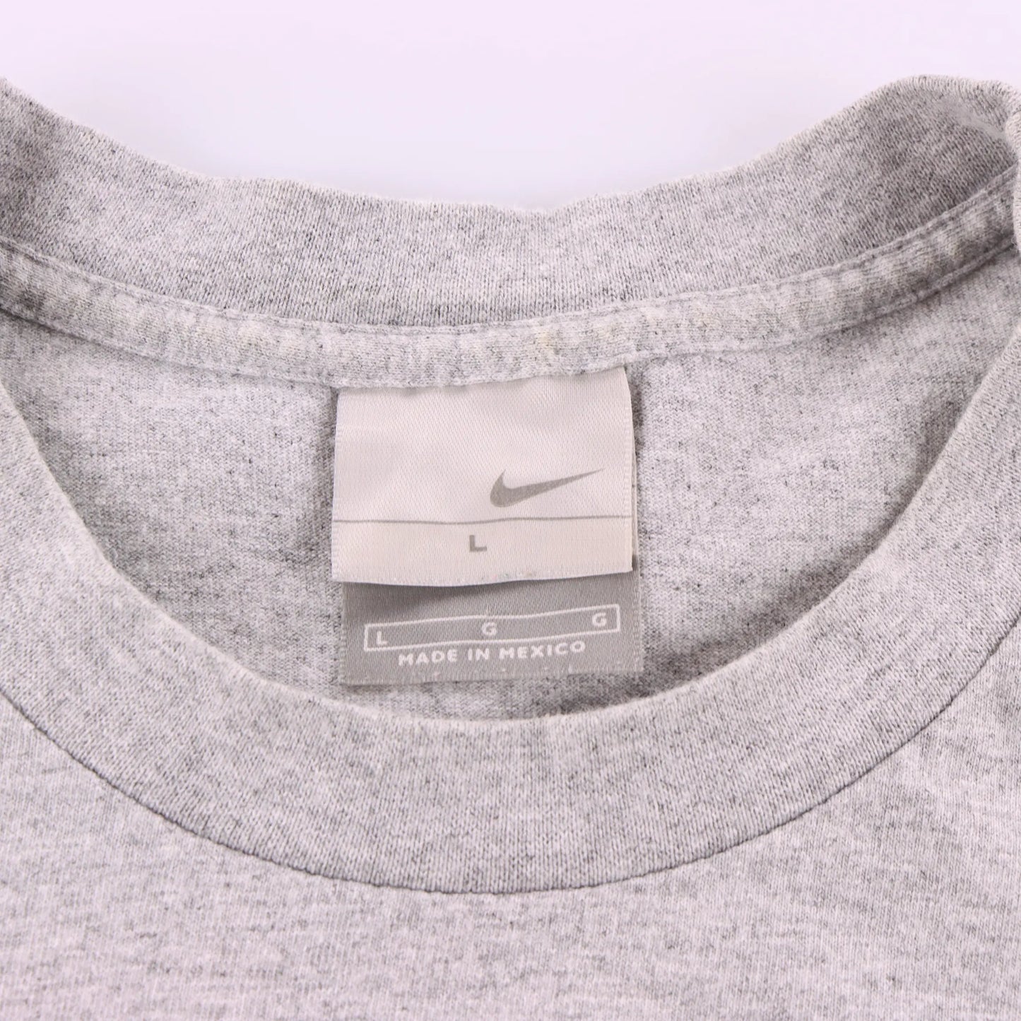 NIKE Heather Grey & Black Embroidered Swoosh Logo T-Shirt (L) Vintage Sole Melbourne