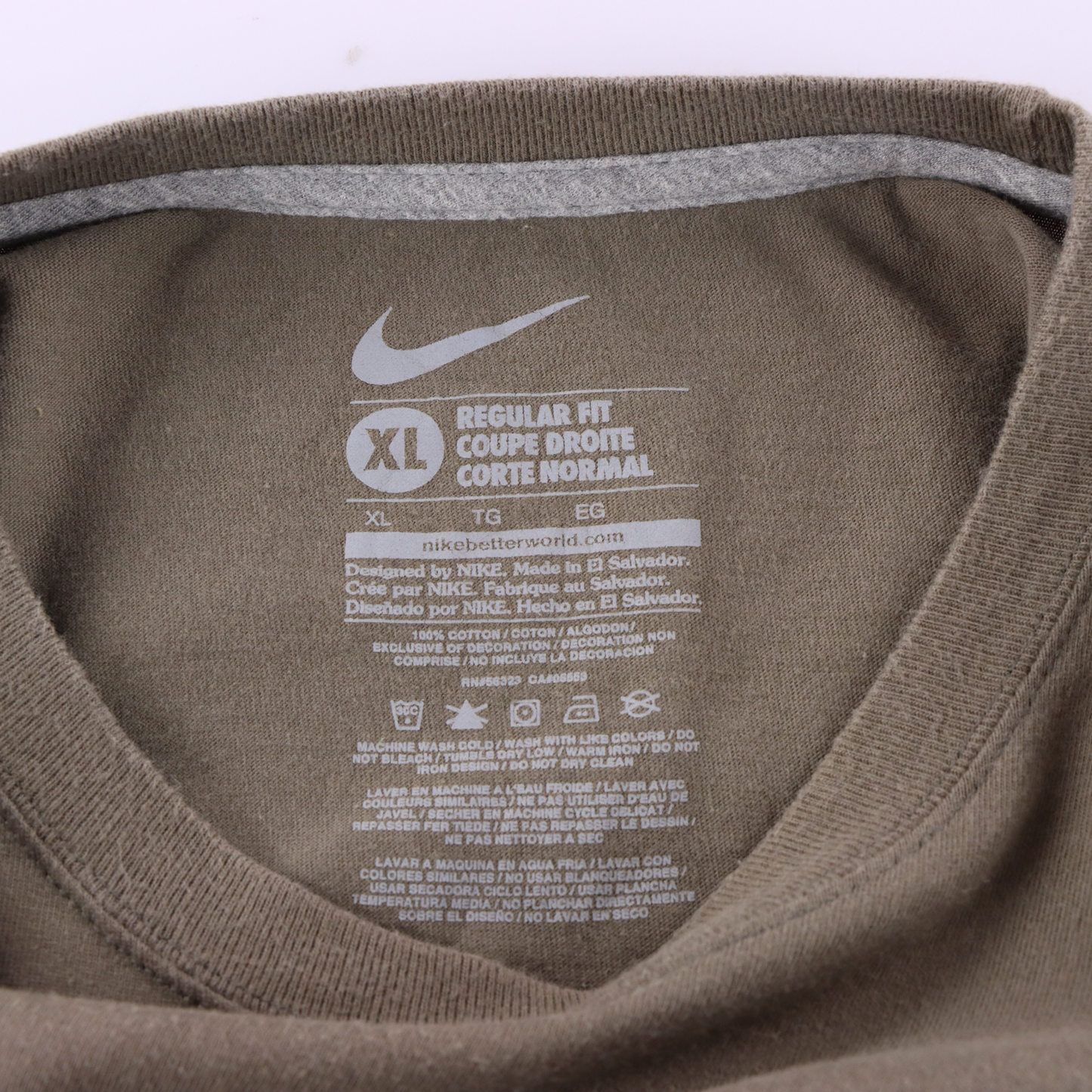 NIKE 'Regular Fit' Brown & White Embroidered Swoosh Logo Tee (XL-XXL)