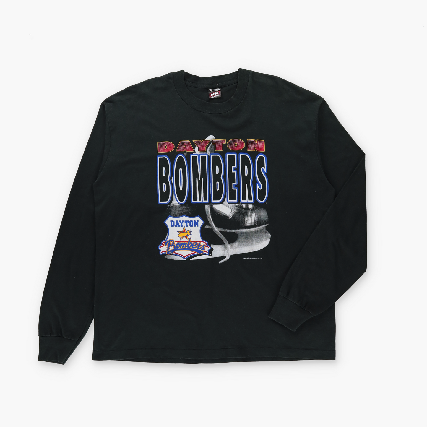 Daytona Bombers Ice Hockey 1995 BEST FRUIT OF THE LOOM Long Sleeve Tee USA Made (XXL)