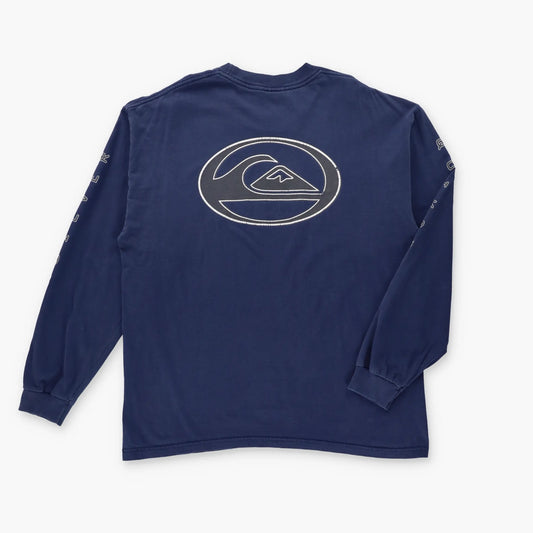 QUIKSILVER Logo Graphic Classic Blue Long Sleeve T-Shirt (L) Vintage Sole Melbourne