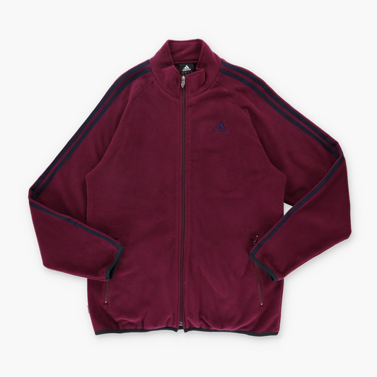 ADIDAS Embroidered Logo Fleece Maroon & Black Zip Up Jacket (M)