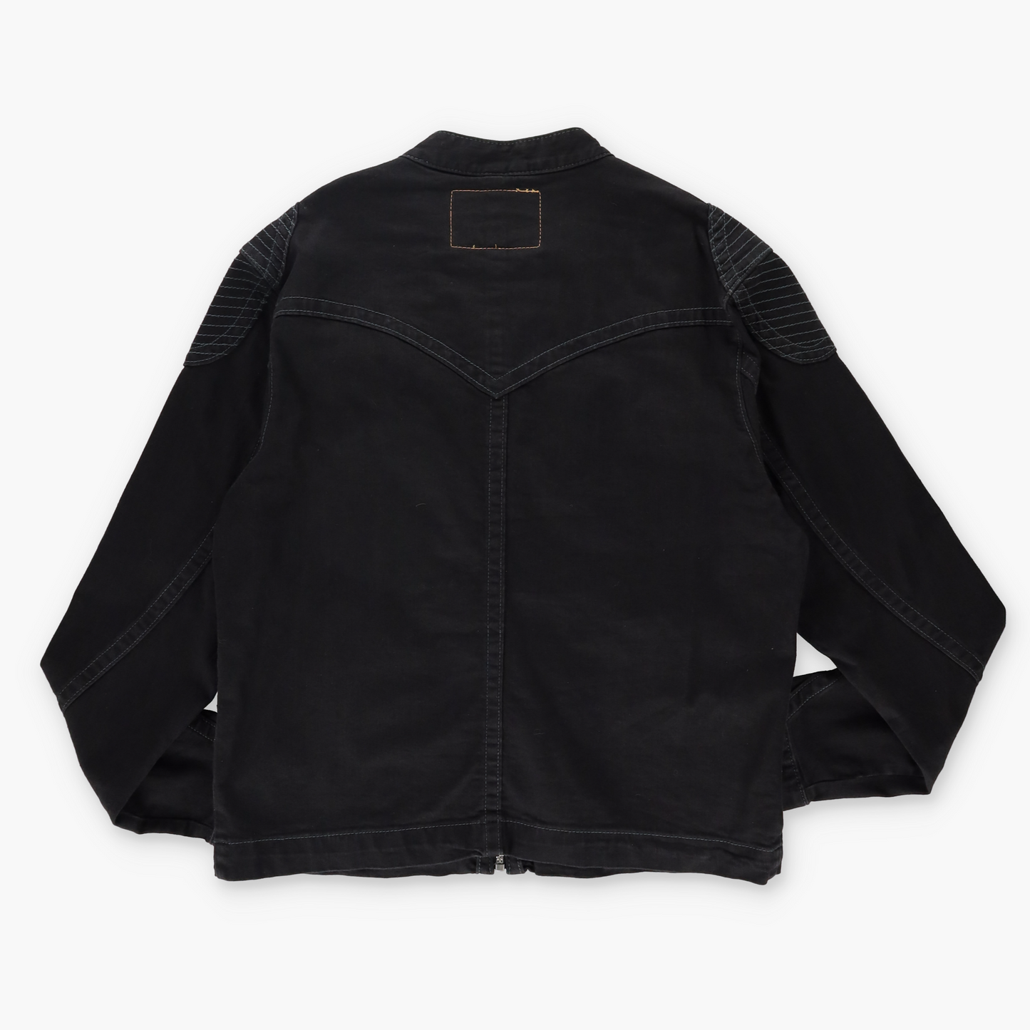 TRUE RELIGION Y2K Black Contrast Stitch Denim Motorcycle Jacket (XXL)