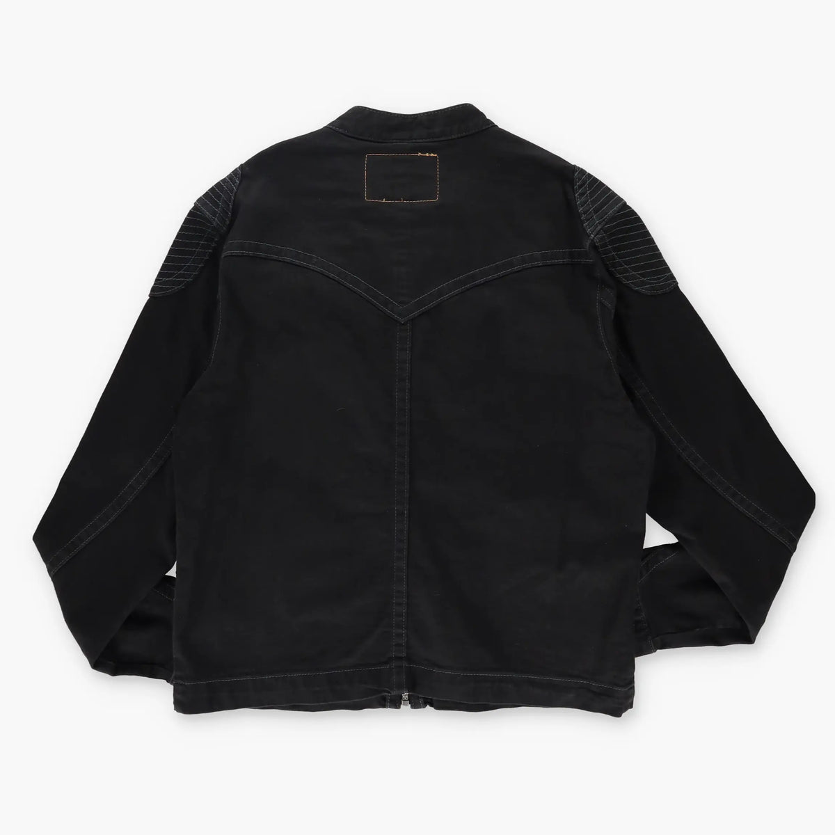 TRUE RELIGION Y2K Black Contrast Stitch Denim Motorcycle Jacket (XL-XXL) - Vintage Sole Melbourne