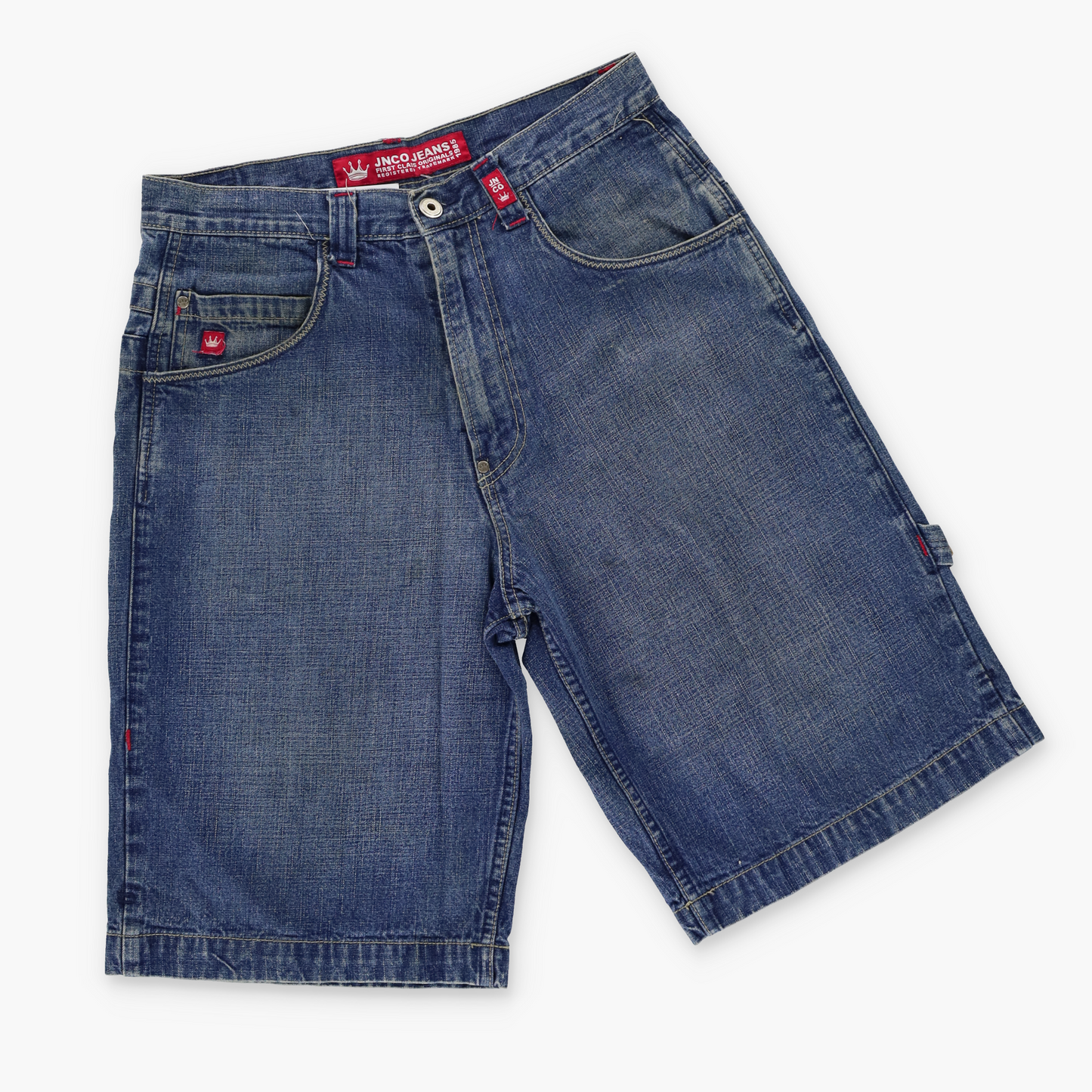 JNCO Spiked Skull Y2K Jorts Denim Shorts (32)