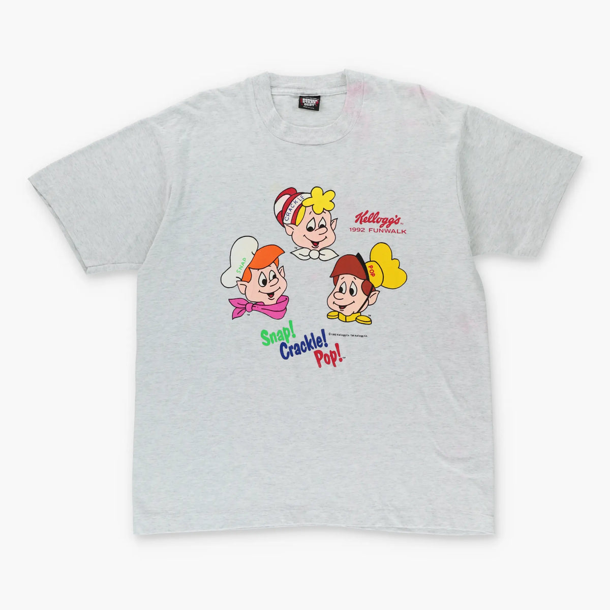 Vintage KELLOGGS 1992 Funwalk 'Snap, Crackle, Pop' 50/50 USA Made T-Shirt (XL)