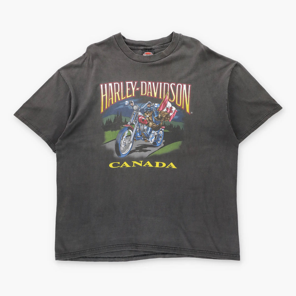 HARLEY DAVIDSON Canadian Biker Beaver USA Made Vintage Motorcycle Tee (XXL)