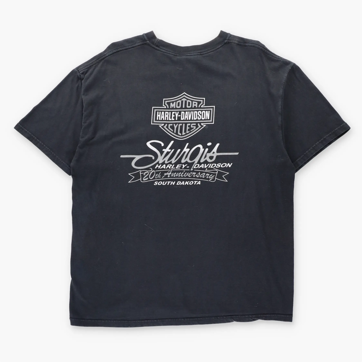 Vintage HARLEY DAVIDSON Barbed Wire Sturgis 20th Anniversary USA Made Motorcycle Tee (XL)