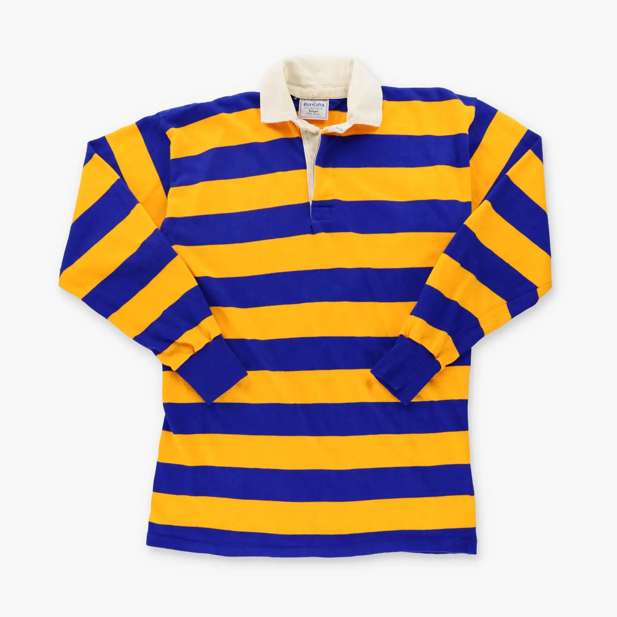 Vintage English Made Blue & Yellow Single Stitch EUROPA Knit Rugby Jumper (M TALL) ***COCO Vintage Sole Melbourne