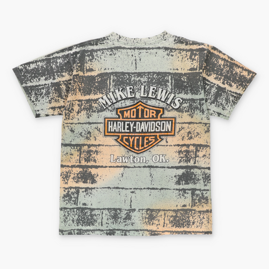 Vintage HARLEY DAVIDSON All Over Print USA Made Motorcycle T-Shirt (L) Vintage Sole Melbourne