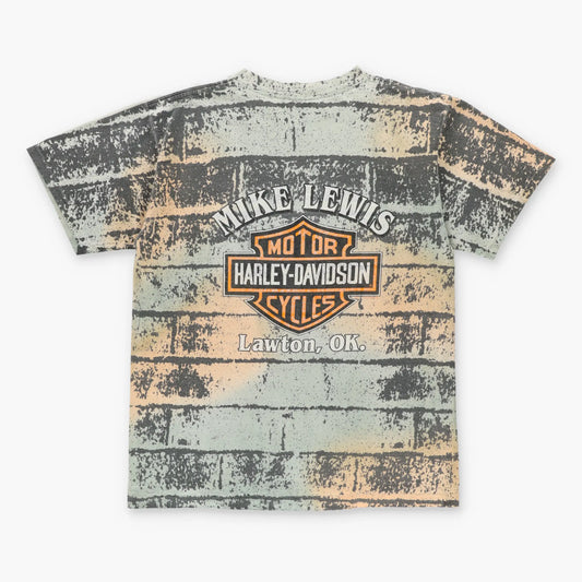 Vintage HARLEY DAVIDSON All Over Print USA Made Motorcycle T-Shirt (L) Vintage Sole Melbourne