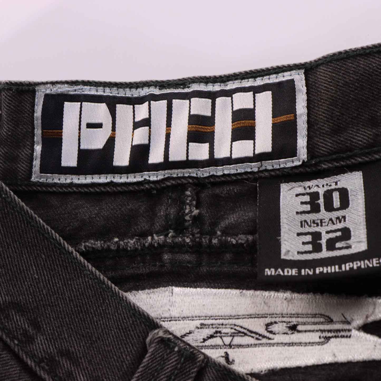 PACO Embroidered Stripe Panel Grey & Black Jeans (30 x 32)