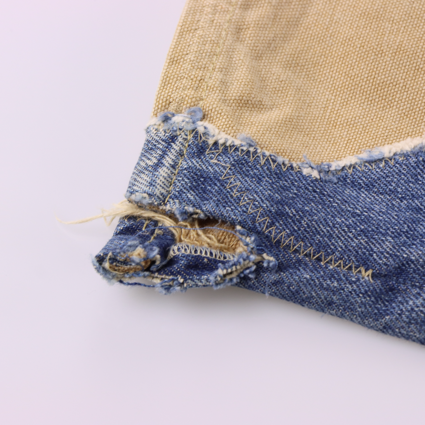 RALPH LAUREN DENIM & SUPPLY 'Straight' Distressed Tan Patchwork Blue Wash Jeans (31)