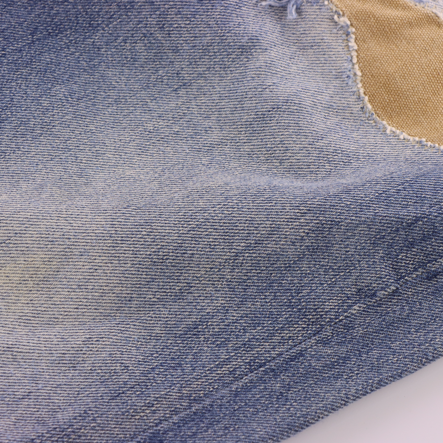 RALPH LAUREN DENIM & SUPPLY 'Straight' Distressed Tan Patchwork Blue Wash Jeans (31)