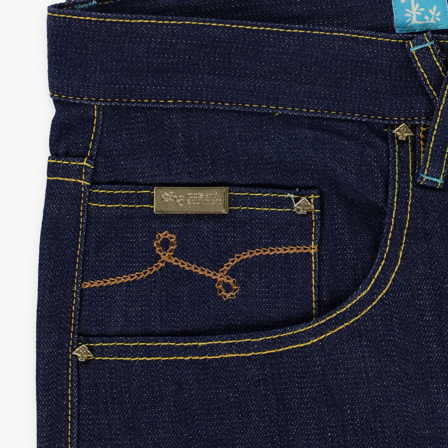 LNG LN Geans Rainbow Embroidered Pockets Dark Wash Jeans (36)