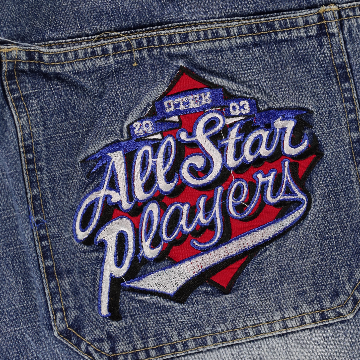 DTEK Y2K NBA 'All Stars Players' Embroidered Patch Basketball Jeans (42 x 32)