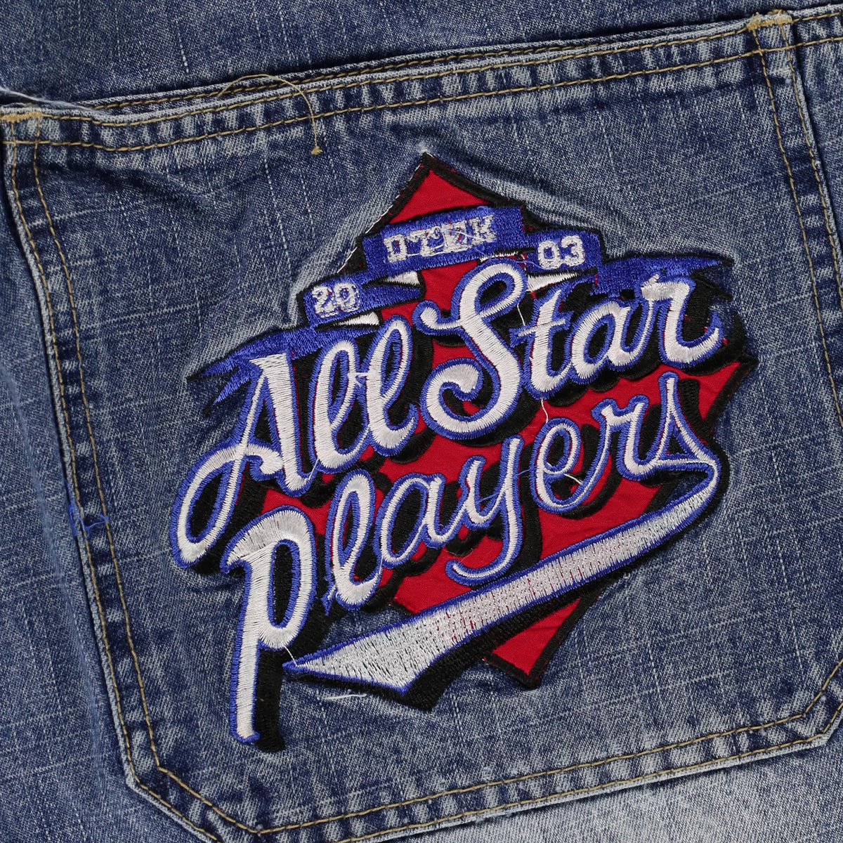 DTEK Y2K NBA 'All Stars Players' Embroidered Patch Basketball Jeans (42 x 32) Vintage Sole Melbourne