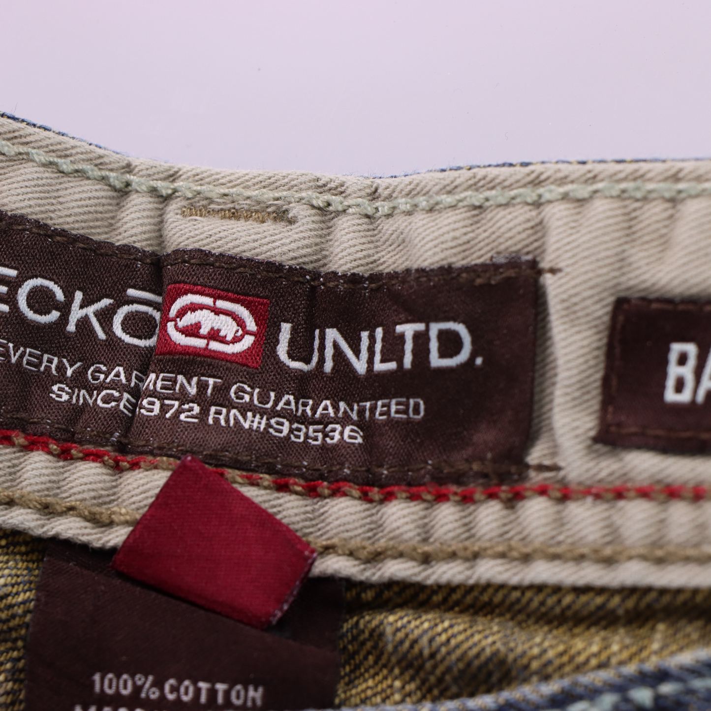 ECKO UNLTD 'Baggy Fit' Green & Blue Embroidered Logo Faded Blue Jeans (40)