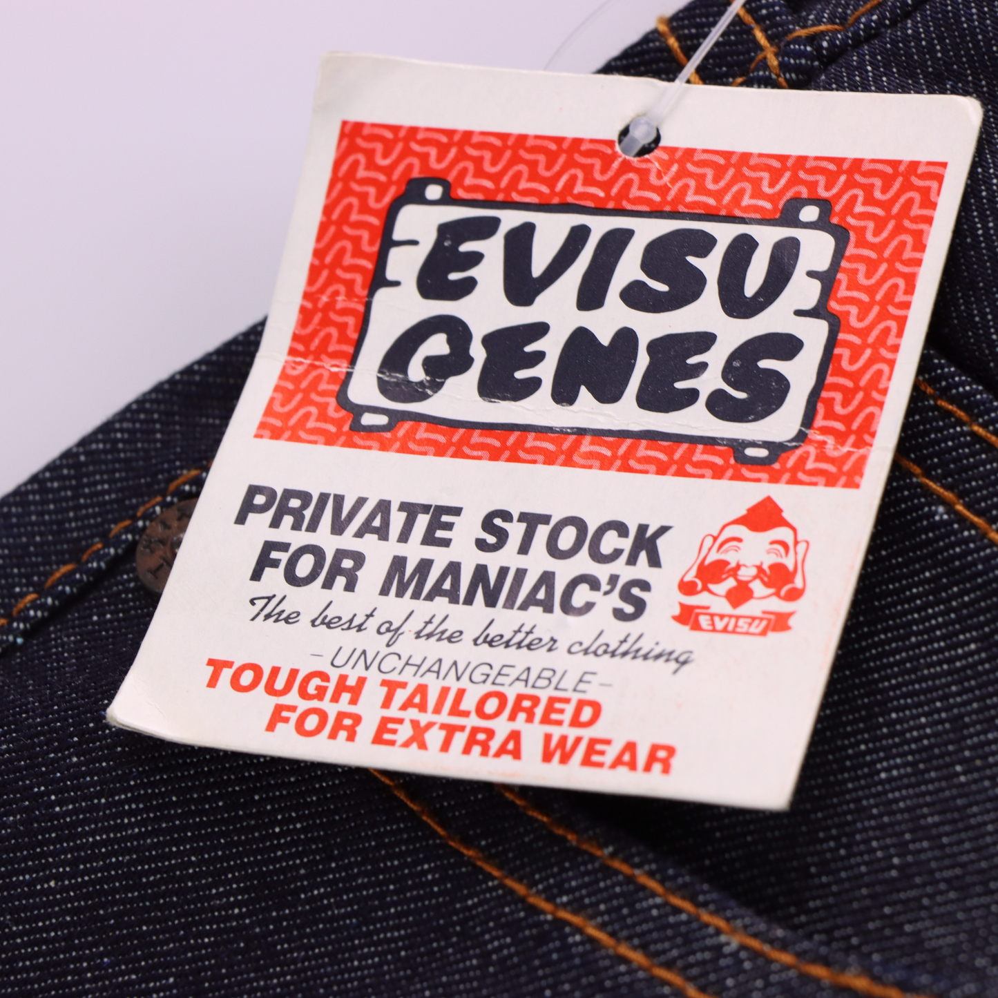 EVISU Big Logo White & Red Print New With Tag Dark Wash Jeans (36)