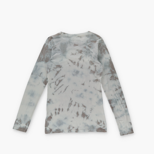 AFFLICTION Y2K Grunge Tie-Dye Mesh Neckline Open Front Long Sleeve (M)