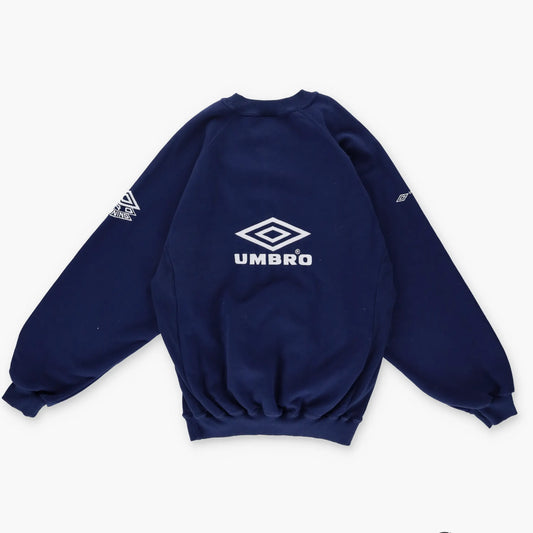 UMBRO 'Pro Training' Double Sided Embroidered Logo Navy Sweatshirt (M-L) - Vintage Sole Melbourne