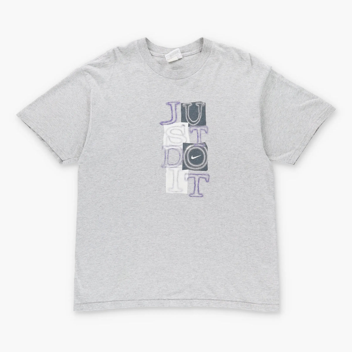 Vintage NIKE 'Just Do It' Letter Logo USA Made Grey & Purple T-Shirt (M)