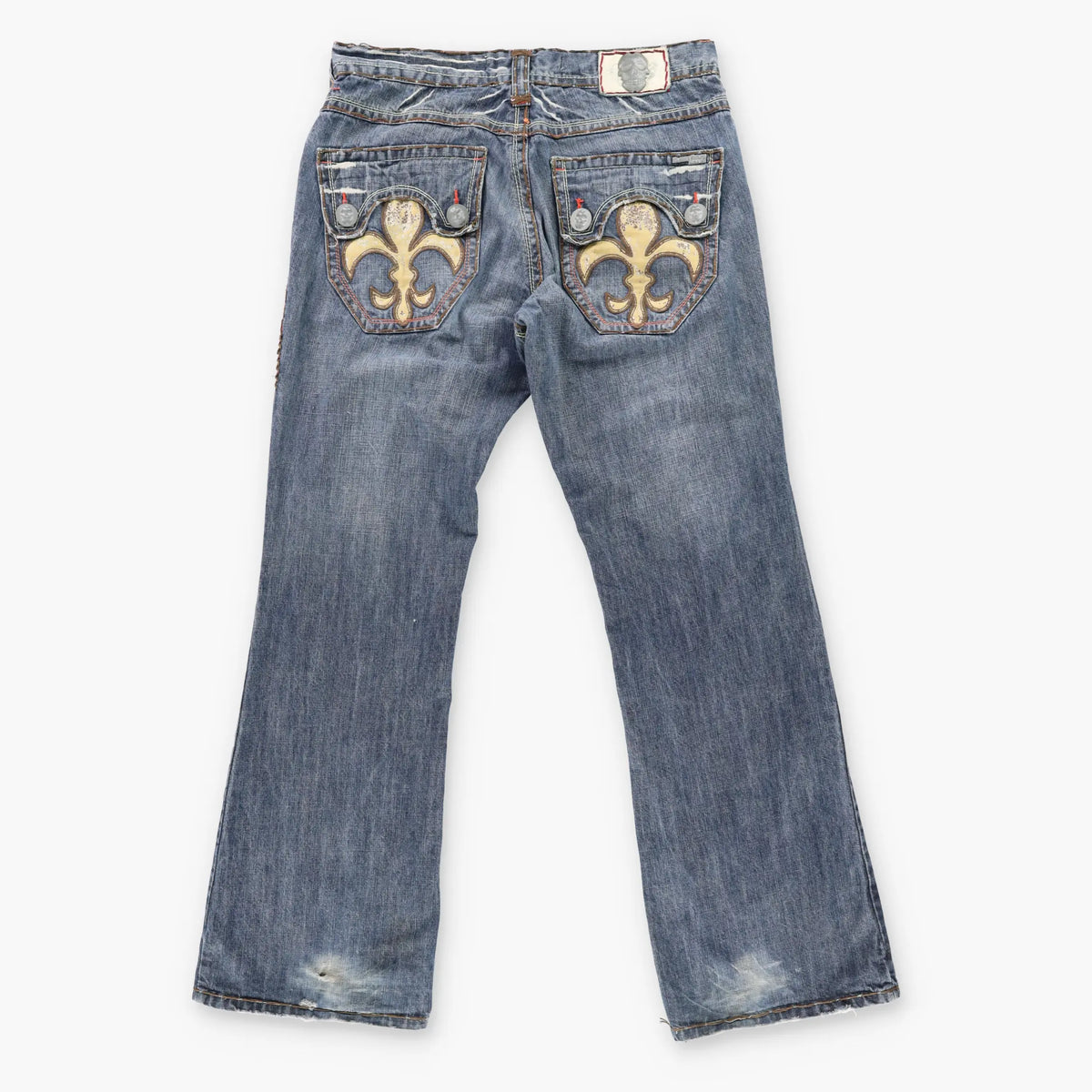 Vintage LAGUNA BEACH Y2K Skull Button Cross Pocket USA Made Denim Jeans (36)