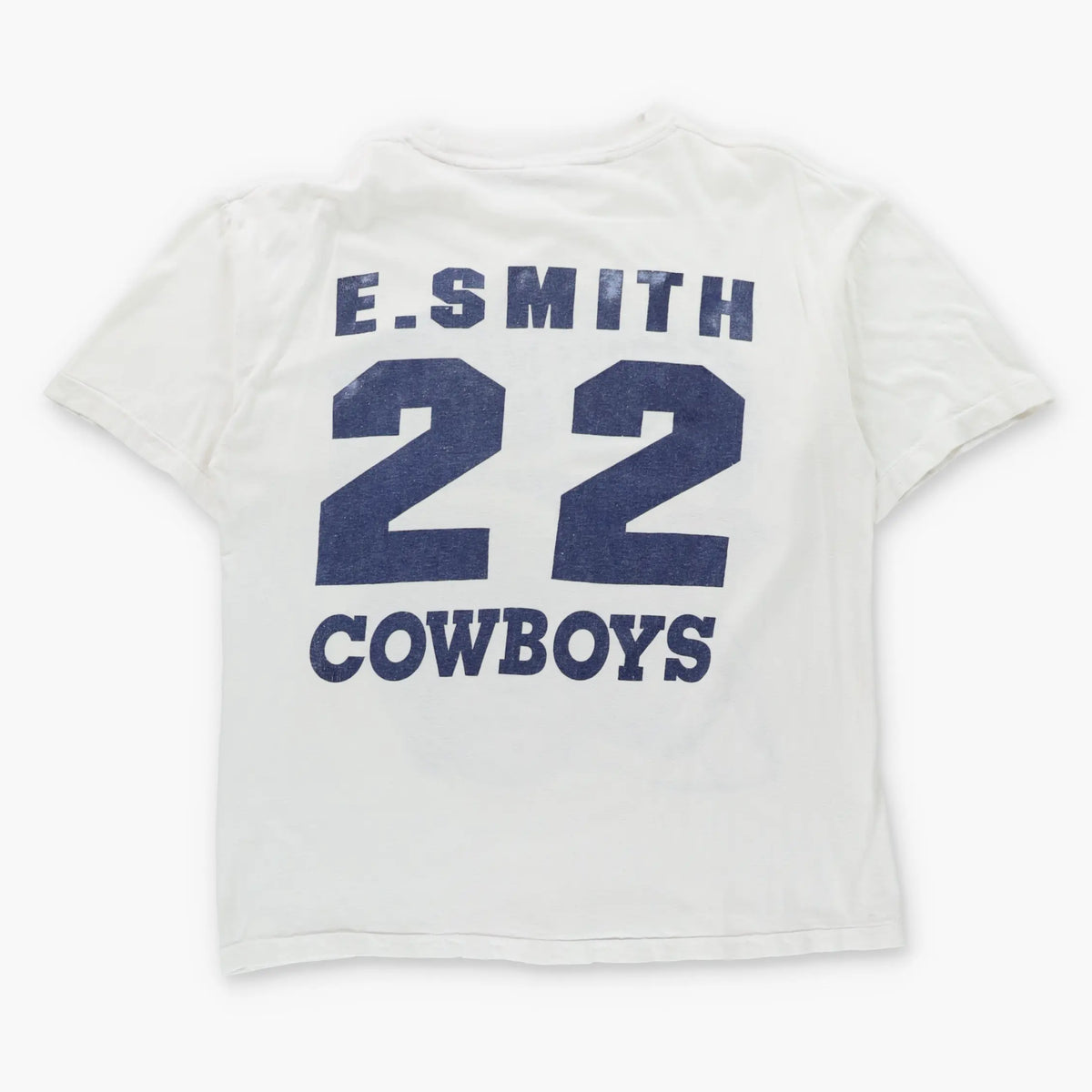 Vintage NFL Dallas Cowboys #22 Emmitt Smith White Single Stitch T-Shirt (L-XL)