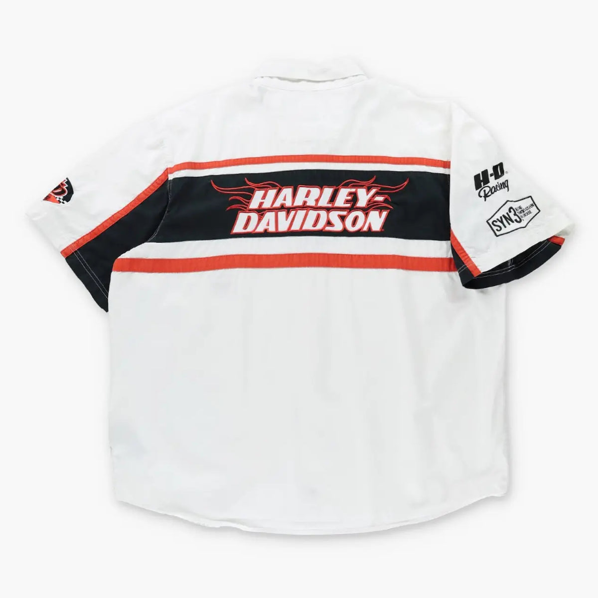 Vintage HARLEY DAVIDSON RACING Embroidered Spell Out Logo Button Up Shirt (XXL-XXXL)