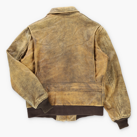 Vintage 1982 AVIREX Light Brown Leather G-2 U.S. Navy Flight Bomber Jacket USA Made (M) Vintage Sole Melbourne