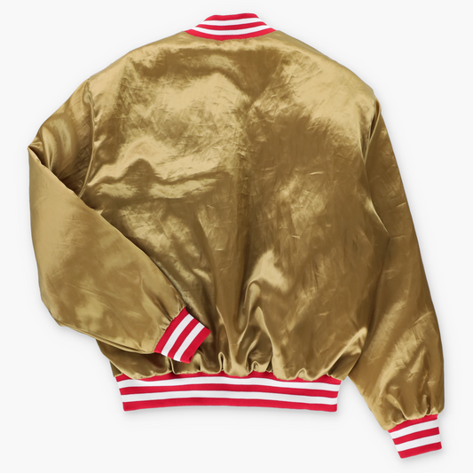 Vintage NFL San Francisco 49ers SWINGSTER Gold Satin Bomber Jacket USA Made (M) Vintage Sole Melbourne
