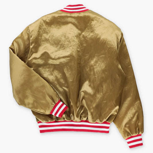 Vintage NFL San Francisco 49ers SWINGSTER Gold Satin Bomber Jacket USA Made (M) Vintage Sole Melbourne