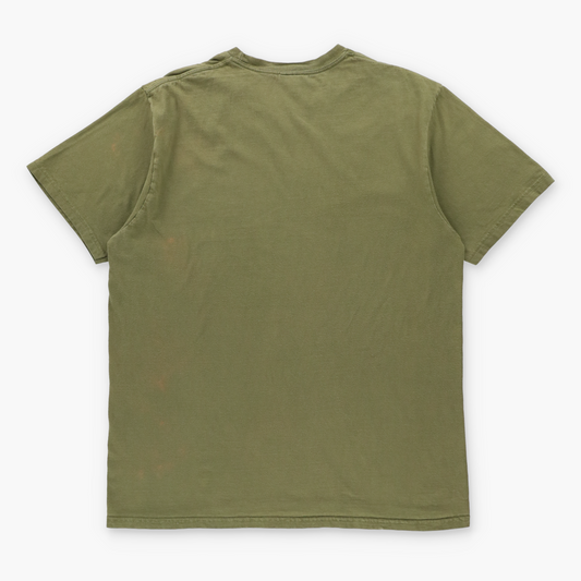 NIKE Khaki Green & White Embroidered Swoosh Logo Tee (L) Vintage Sole Melbourne
