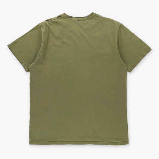 NIKE Khaki Green & White Embroidered Swoosh Logo Tee (L) Vintage Sole Melbourne