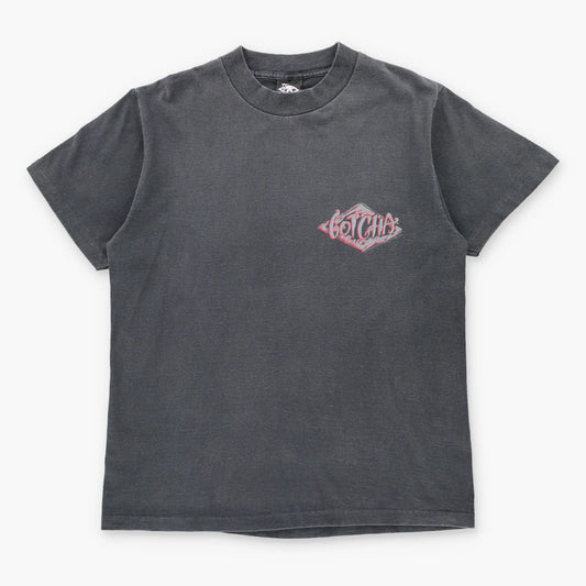Vintage 1991 GOTCHA Skate & Surf Brand "All Killer No Filler" Faded Black Single Stitch Tee (M) Vintage Sole Melbourne