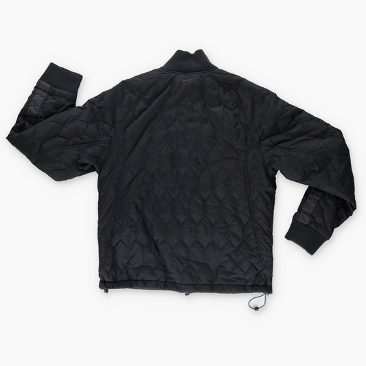 NIKE Embroidered Swoosh Logo Quilted Black Windbreaker Jacket (M)