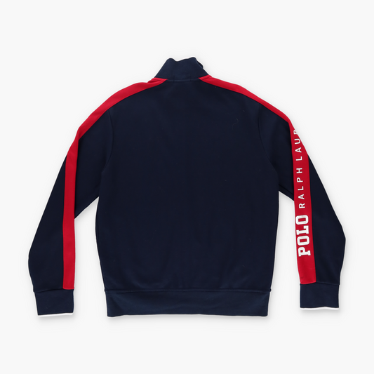 RALPH LAUREN POLO Embroidered Logo Striped Sleeve Zip-Up Track Jacket (M)