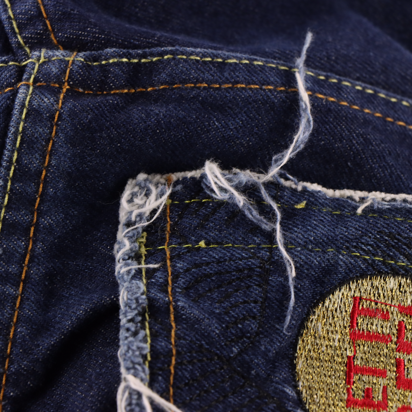 RED MONKEY Y2K 'Let It Be' Embroidered Bee Pockets Jeans (38)